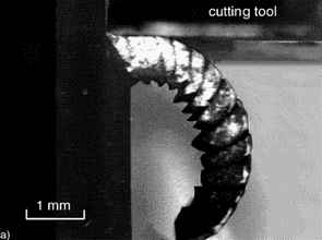 Fig. 6 Real time photographs of chip formation for cutting speed V = 15 m/s